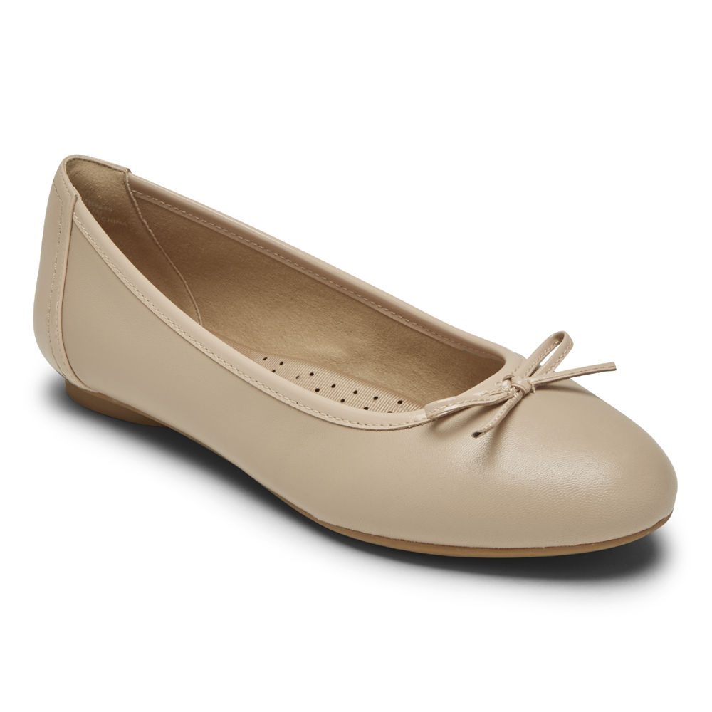 Zapatos Bajos Rockport Mujer Mexico - Reagan Bow Beige - IQPCV3078